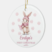 Rabbit Personalized Girl's First Christmas Keramisch Ornament (Links)