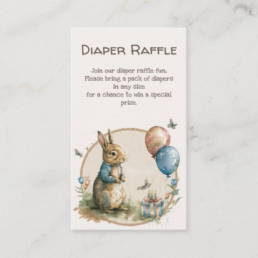 Rabbit Peter Baby shower luierverloting Informatiekaartje (Voorkant)