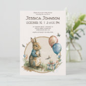 Rabbit Peter Baby shower Uitnodiging (Staand voorkant)