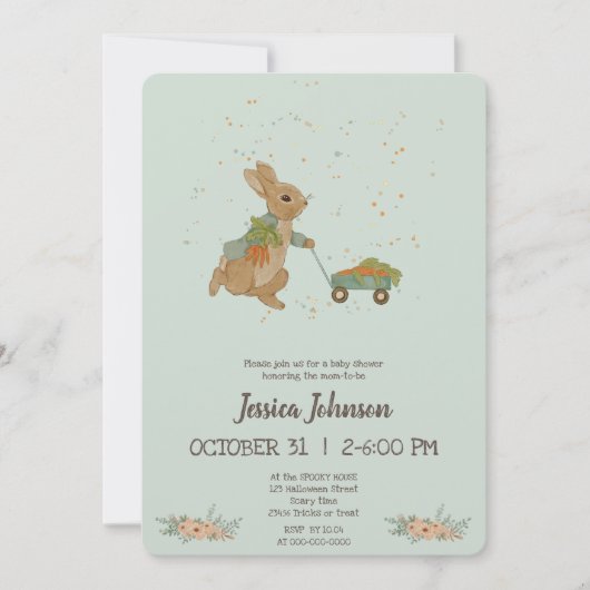 Rabbit Peter Baby shower Uitnodiging (Voorkant)