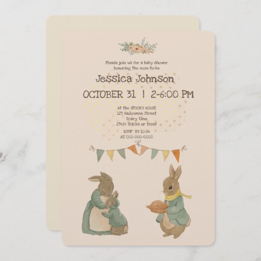Rabbit Peter Baby shower Uitnodiging (Voorkant / Achterkant)