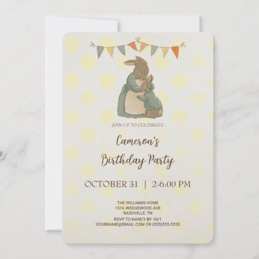 Rabbit Peter Birthday Party Invitation Kaart (Voorkant)