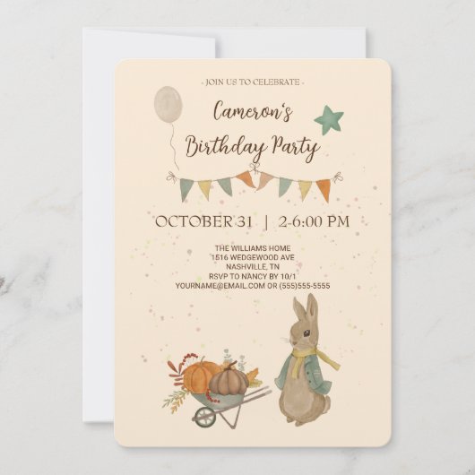 Rabbit Peter Birthday Party Invitation Kaart (Voorkant)