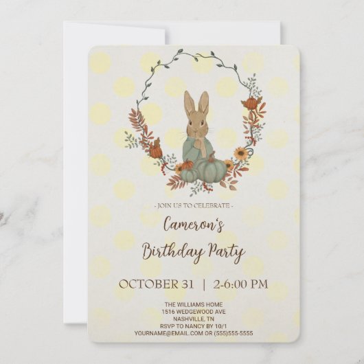 Rabbit Peter Birthday Party Invitation Kaart (Voorkant)