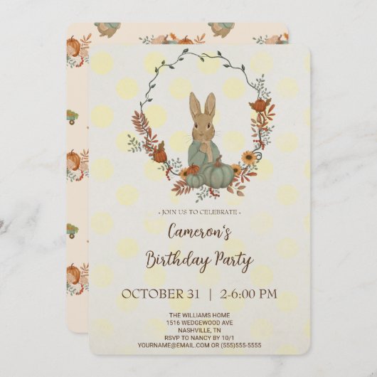Rabbit Peter Birthday Party Invitation Kaart (Voorkant / Achterkant)