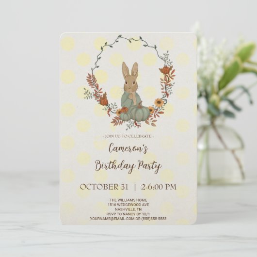 Rabbit Peter Birthday Party Invitation Kaart (Staand voorkant)