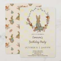 Rabbit Peter Birthday Party Invitation