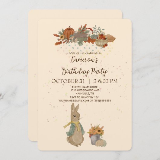 Rabbit Peter Birthday Party Invitation Kaart (Voorkant / Achterkant)