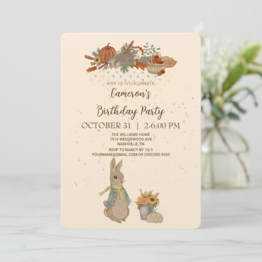 Rabbit Peter Birthday Party Invitation Kaart (Staand voorkant)