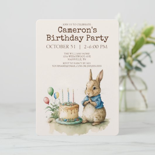 Rabbit Peter Birthday Party Invitation Kaart (Staand voorkant)