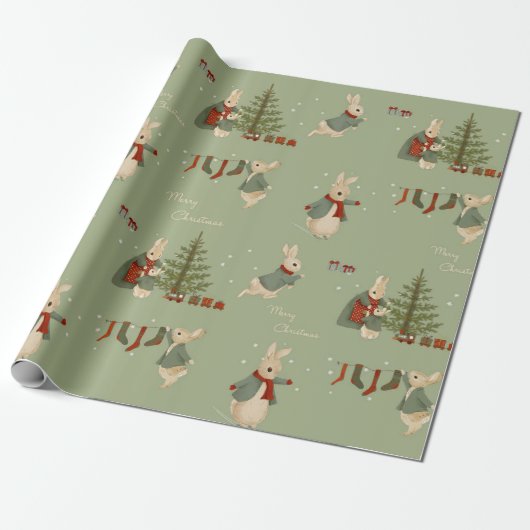 Rabbit Peter christmas Wrapping Paper Cadeaupapier (Uitgerold)