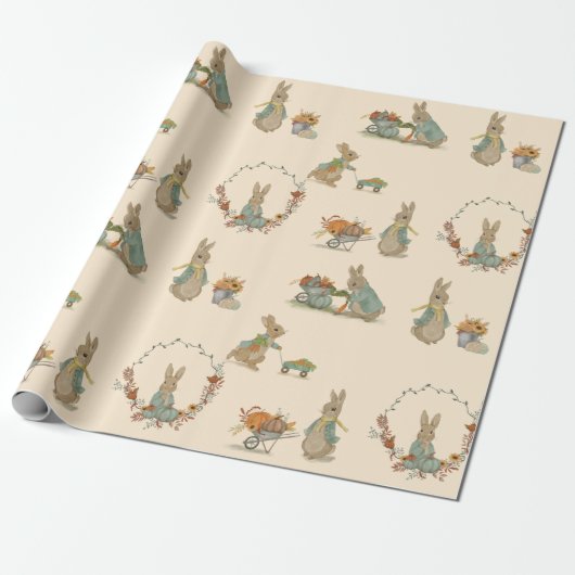 Rabbit Peter herfst Wrapping Paper Cadeaupapier (Uitgerold)