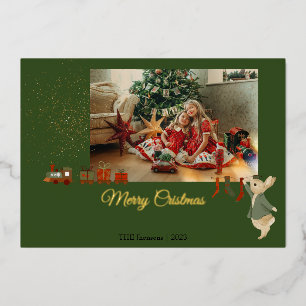 Rabbit Peter Kerstmas Holiday Card Folie Feestdagenkaart