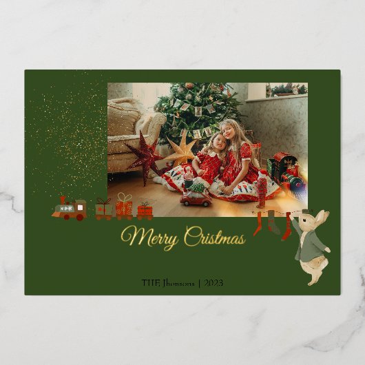 Rabbit Peter Kerstmas Holiday Card Folie Feestdagenkaart (Voorkant)