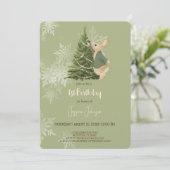 Rabbit Peter kerstmis 1 Birthday Uitnodiging (Staand voorkant)