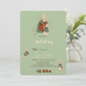 Rabbit Peter kerstmis 1 Birthday Uitnodiging (Staand voorkant)