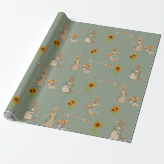 Rabbit Peter Thanksgiving Wrapping Paper Cadeaupapier (Uitgerold)