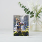 Rabbit Playing Violin - Schattigee Muziekleraar Ka Visitekaartje (Staand voorkant)