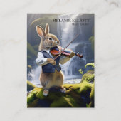Rabbit Playing Violin - Schattigee Muziekleraar Ka Visitekaartje (Voorkant)
