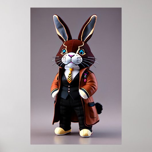 Rabbit plush speelgoed | AI Art. Poster (Voorkant)