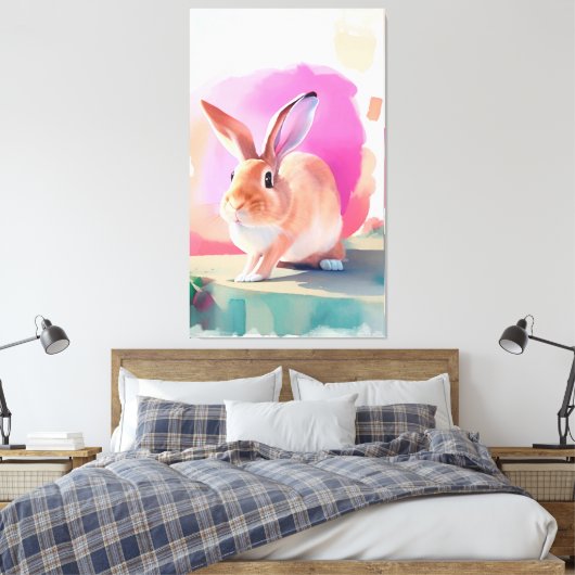 Rabbit Portrait 062 Stretched canvasprint Canvas Afdruk (Insitu (Slaapkamer))