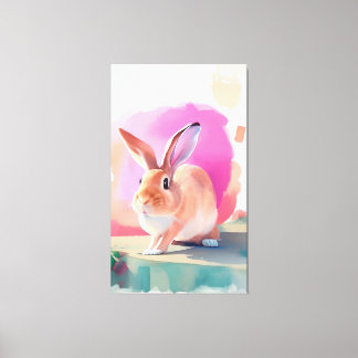 Rabbit Portrait 062 Stretched canvasprint Canvas Afdruk