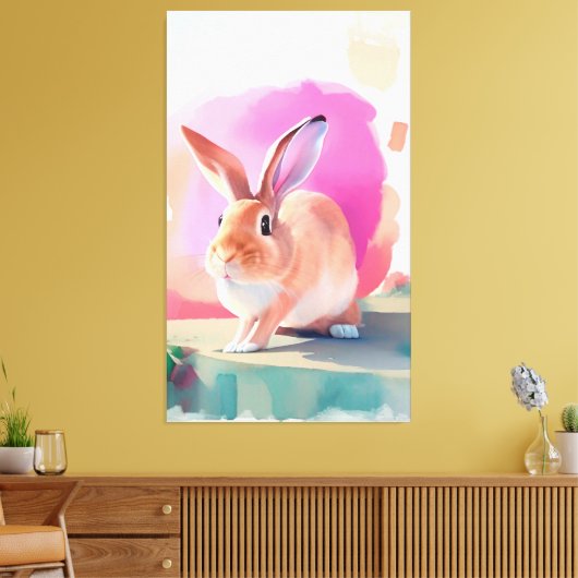 Rabbit Portrait 062 Stretched canvasprint Canvas Afdruk (Insitu (Woonkamer))