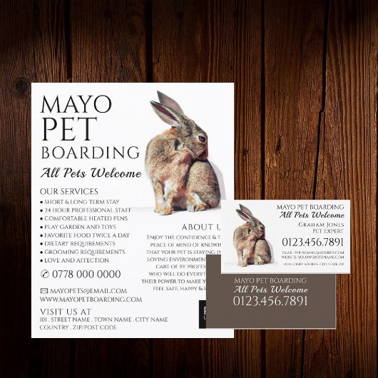 Rabbit Portret, Pet Boarding Adverteren Flyer