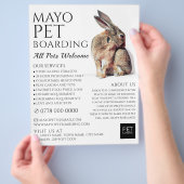 Rabbit Portret, Pet Boarding Adverteren Flyer (Hand)
