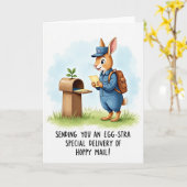 Rabbit Postman Delivery Card Kaart (Gele Bloem)