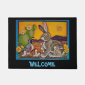 Rabbit Quail Welkom door Mat Southwestern Cactus (Voorkant)