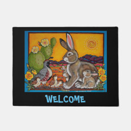 Rabbit Quail Welkom door Mat Southwestern Cactus