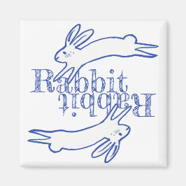 Rabbit Rabbit Blue White Maandelijkse herinnering  Magneet