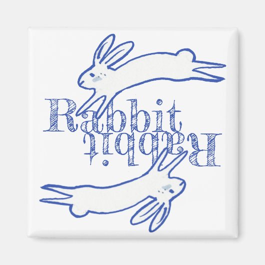 Rabbit Rabbit Blue White Maandelijkse herinnering Magneet (Voorkant)