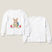 Rabbit reading a book, pencils, apple (Voorkant /achterkant)