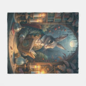 Rabbit Reading Fleece Deken (Voorkant (Horizontaal))
