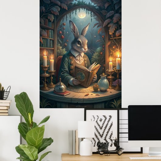 Rabbit Reading Poster (Thuiskantoor)