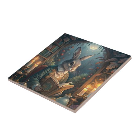 Rabbit Reading Tegeltje (Zijkant)