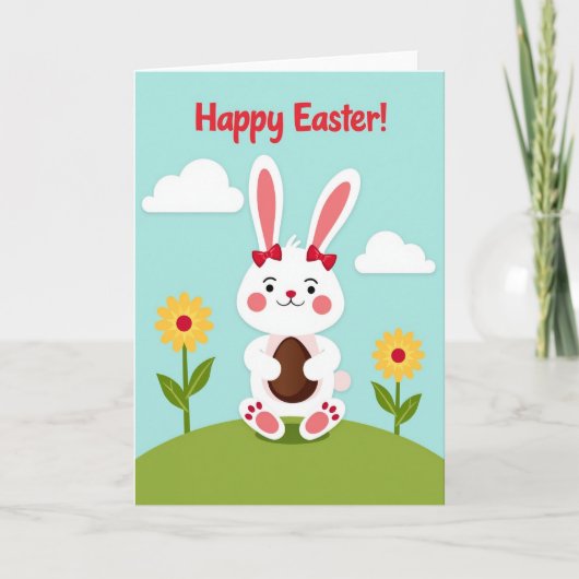 Rabbit Red Bow Celebration Card Kaart (Voorkant)