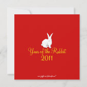 Rabbit red Chinese New Year Uitnodiging (Achterkant)