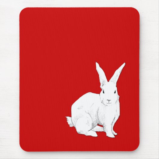 Rabbit Red Mousepad Muismat (Voorkant)