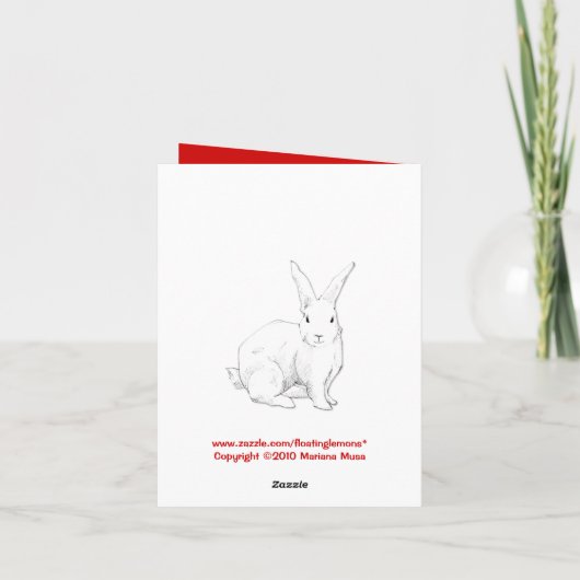 Rabbit red Note Card Feestdagen Kaart (Achterkant)
