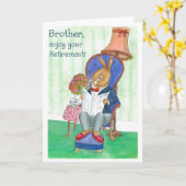 'Rabbit' Retirement Kaart voor Brother (Gele Bloem)