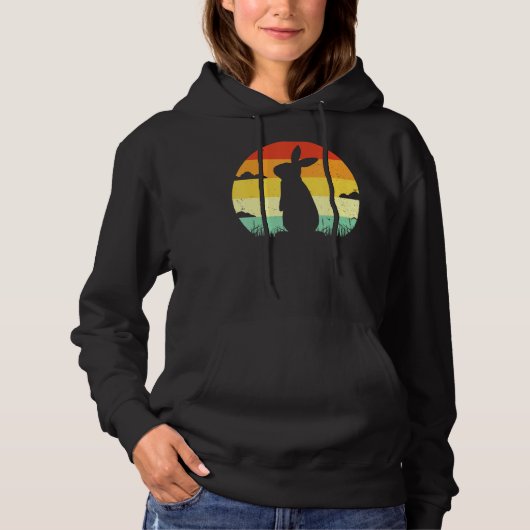 Rabbit Retro 80s Style Bunny Lover Hoodie (Voorkant)