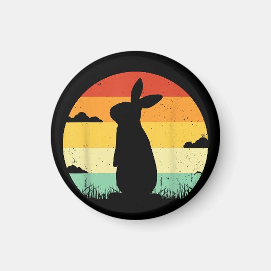 Rabbit Retro  80s Style Bunny Lover Magneet (Voorkant)