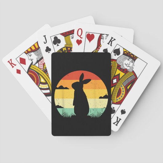 Rabbit Retro  80s Style Bunny Lover Pokerkaarten (Achterkant)