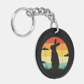 Rabbit Retro 80s Style Bunny Lover Sleutelhanger (Voorkant Links)