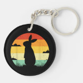 Rabbit Retro 80s Style Bunny Lover Sleutelhanger (Achterkant)