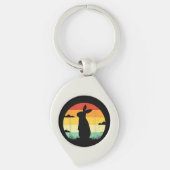Rabbit Retro  80s Style Bunny Lover Sleutelhanger (Voorkant)