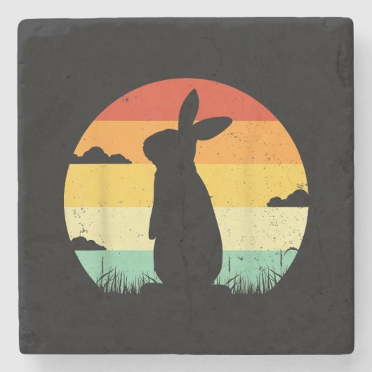 Rabbit Retro  80s Style Bunny Lover Stenen Onderzetter (Voorkant)